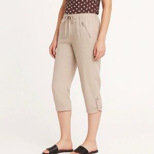 Women's New York & Co Linen Blend Waist‎ Tie Beige Capri Pants Size XS
